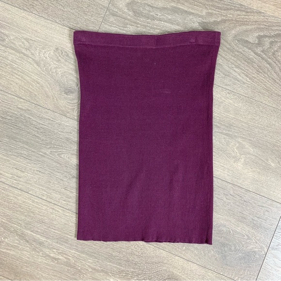 Women’s Ribbed Knit Mini Skirt High rise waist Elastic waistband Purple - Picture 4 of 4